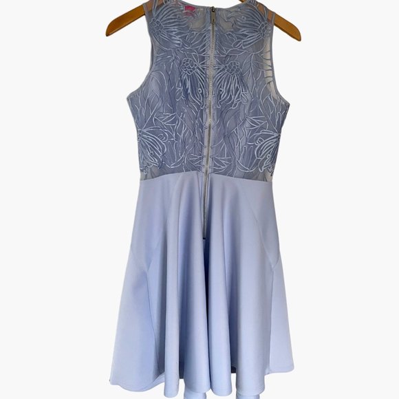 Ted Baker London Venma A Line Skater Dress Sz 2 / US 6 Ice Blue Lace Detail Back - Picture 5 of 7